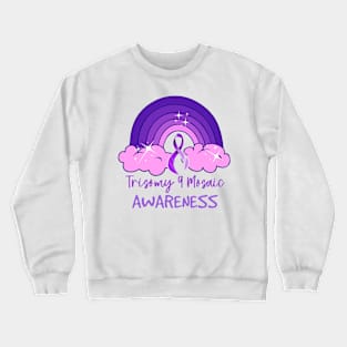 Best Trisomy 9 Awareness Day Purple Rainbow Mom Dad Parent Crewneck Sweatshirt